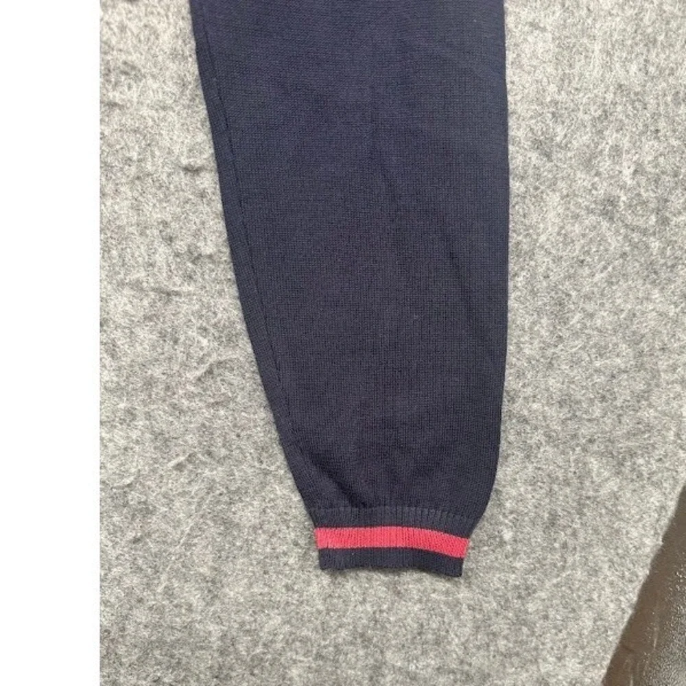 Neck, Sweater, Size S, Navy Blue, Red Trim, Cotton, Italy y NWT.